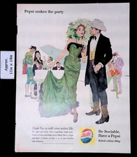 1960 Pepsi-Cola Fits With Your Active Life & Makes The Party Print Ad 52355