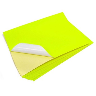 Evergreen Goods A4 10 Blatt neongelbe Fluoreszierende Papieraufkleber | Selbs...