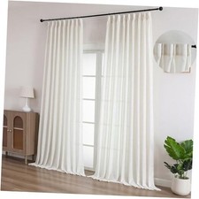 Cream Linen Pinch Pleated 50"W x 90"L Pack of 2 Loops  Pleated  Cream