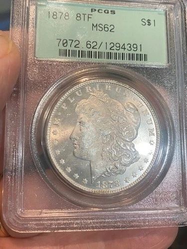 1878  8TF Morgan Silver Dollar PCGS MS62 **SEE VIDEO** mirror-like appearance