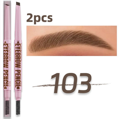 1pc 2in1 Waterproof Eyebrow Pencil with Brush Long Lasting Makeup Pen - NEW