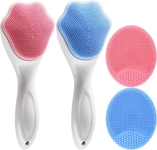 Silicone Face Scrubber and Exfoliator Brush - Facial Cleansing Blue&pink 