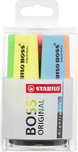 Stabilo Box Highlighter - STABILO BOSS ORIGINAL - Round Box of 6 - Yellow, Green ...