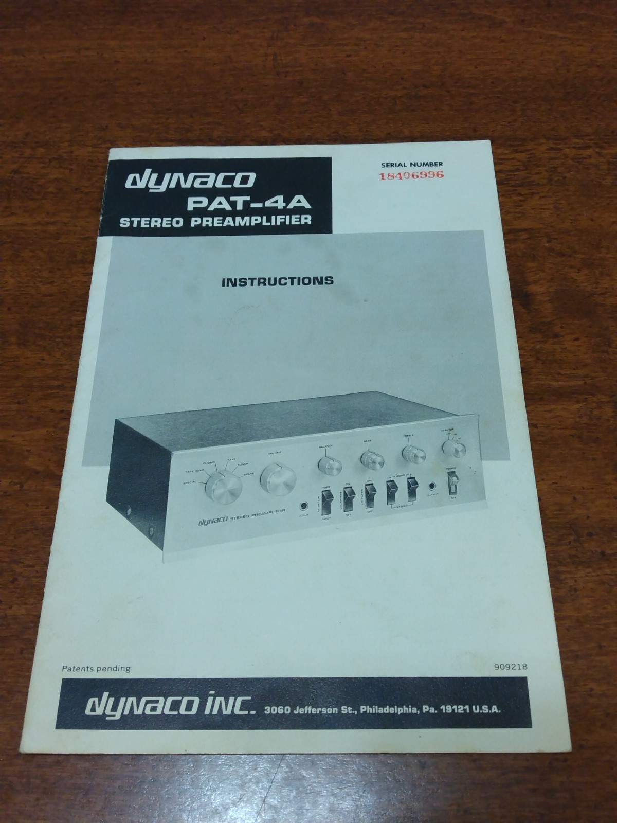 Original Dynaco PAT-4A / Instruction Manual Stereo Preamplifier