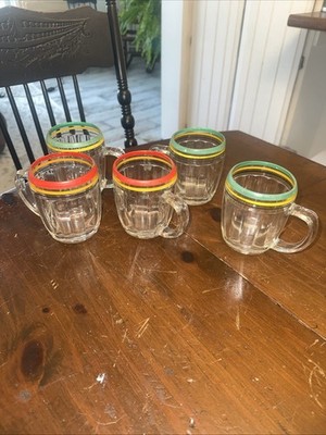 Vtg. Hocking Pillar Optic Beer Mugs Good Condition No ChipsOr Cracks Look At Pic