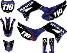 Custom Graphics, Full Kit For Honda CRF 110 2019 - 2024 Clipper Black Stickers