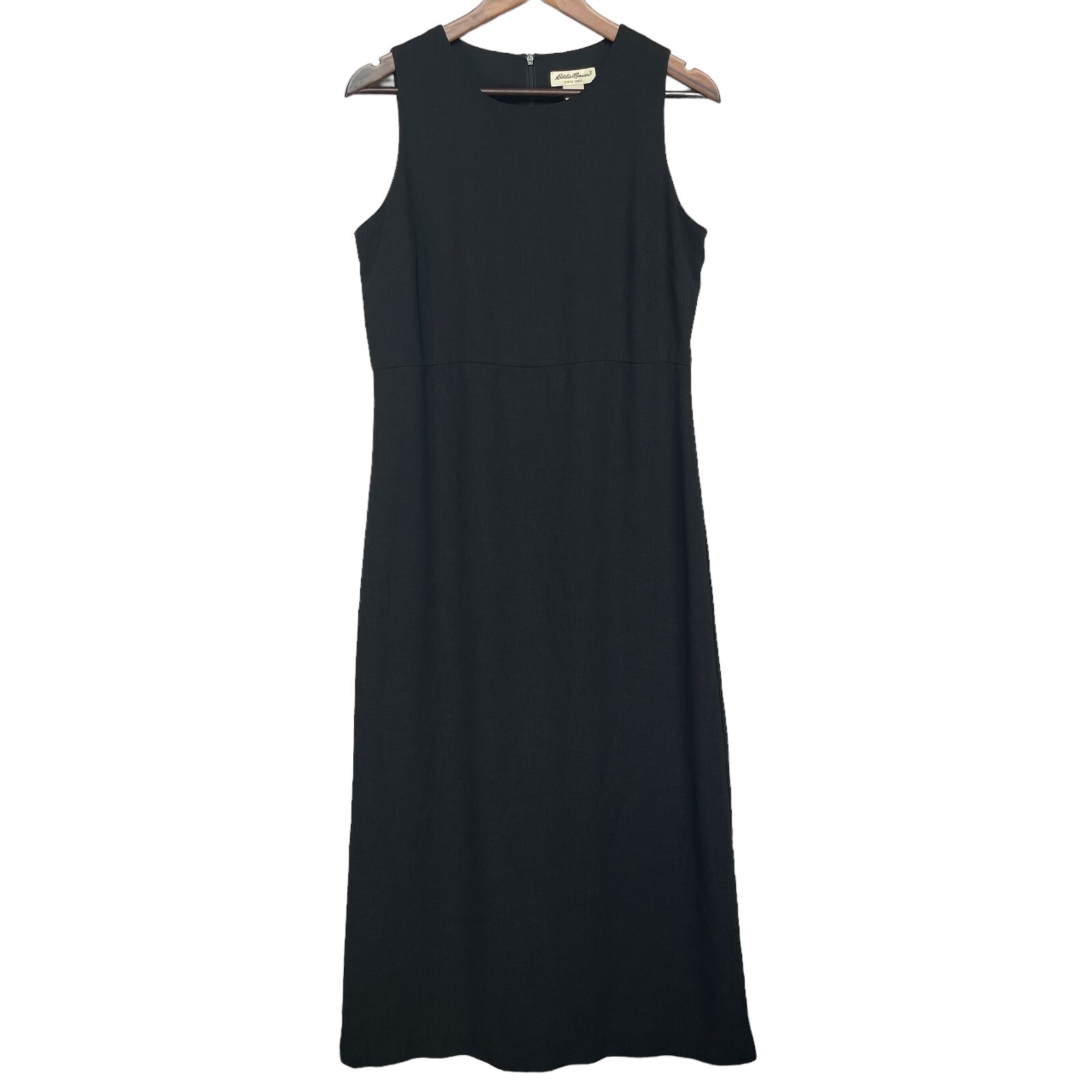 Eddie Bauer Maxi Dress Women Size 10 Black Back Zip Sleeveless Lined