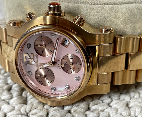 RENATO "Beauty" Damen CHRONOGRAPH Uhr Roségold Diamant Akzent MOP Zifferblatt Neu im Karton - Bild 4 von 8