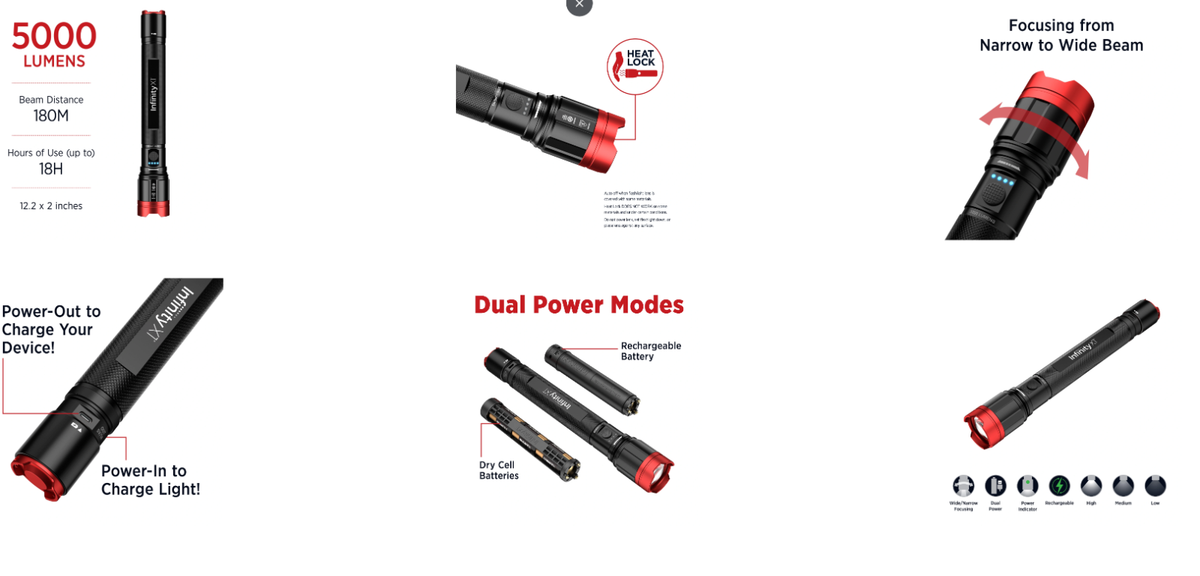 Infinity X1 Lampe De Poche Rechargeable Dual Power Maroc