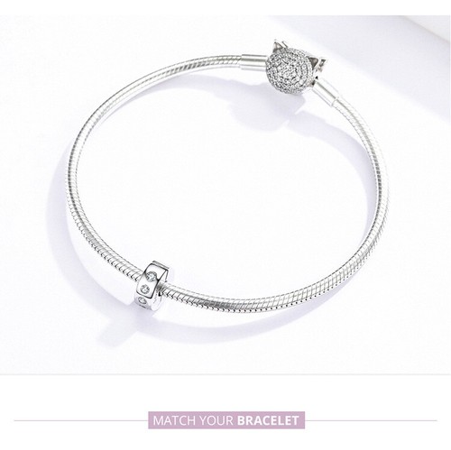 Voroco Fashion 100% Sterling silver DIY Charm Zirconia bead For Women Bracelet - Picture 8 of 9