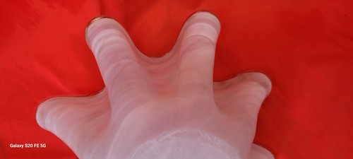 Glass Handblown Handkerchief Bowl white w gold flecks clear rim - Picture 18 of 21
