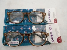 NEW!! 2 PAIRS COLOREAD WOMEN'S BROWN READING GLASSES W/CASE ELODIE (#101)