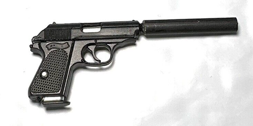 MINIATUR 1/6 SPIELZEUG KUNSTSTOFF JAMES BOND WALTHER PPK PISTOLE SCHALLDÄMPFER GUN DID 007 #3