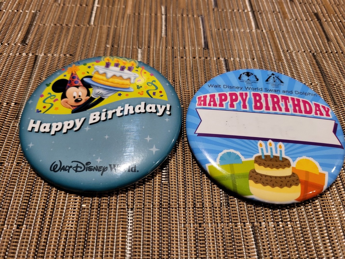 Walt Disney World Happy Birthday Collectable Souvenir button pins
