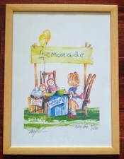 Tom Lynch Print Watercolor Art Lemonade Stand Hurricane Relief Signed Numbered