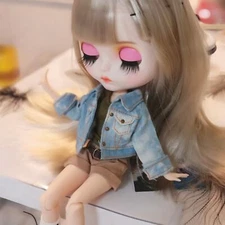 Silver grey hair bangs Blythe doll make up Dudu tooth Factory Joint Body12"#959