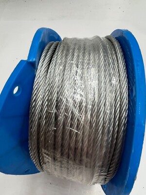 Imperial Supplies LLC Aircraft Cable, 250 ft. L, 3/16'', 7x19 Uncoated Galvanized