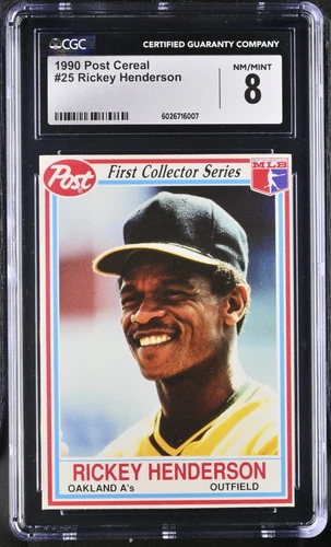 1990 Post Cereal #25 Rickey Henderson (HOF) CGC 8