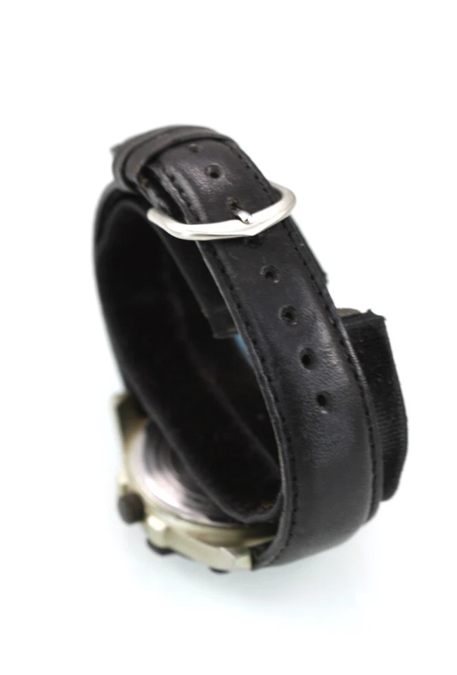 Timex Uomo Orologio Plastica Nero Pelle Wr 24hr Luce Batt 24hr Data Beige Quarzo - Immagine 3 di 4