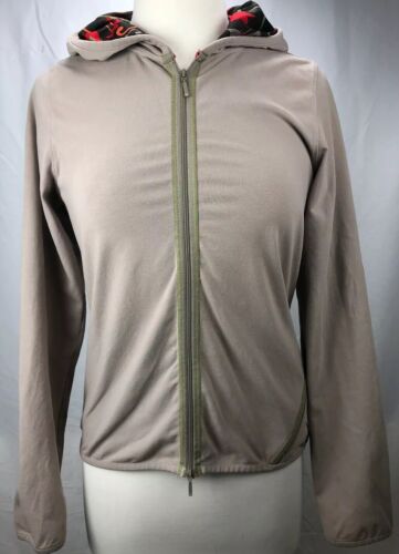 Athleta Womens Jacket Sweatshirt Small Full Zip Hooded Tan Floral Hood 32155 - Picture 1 of 9
