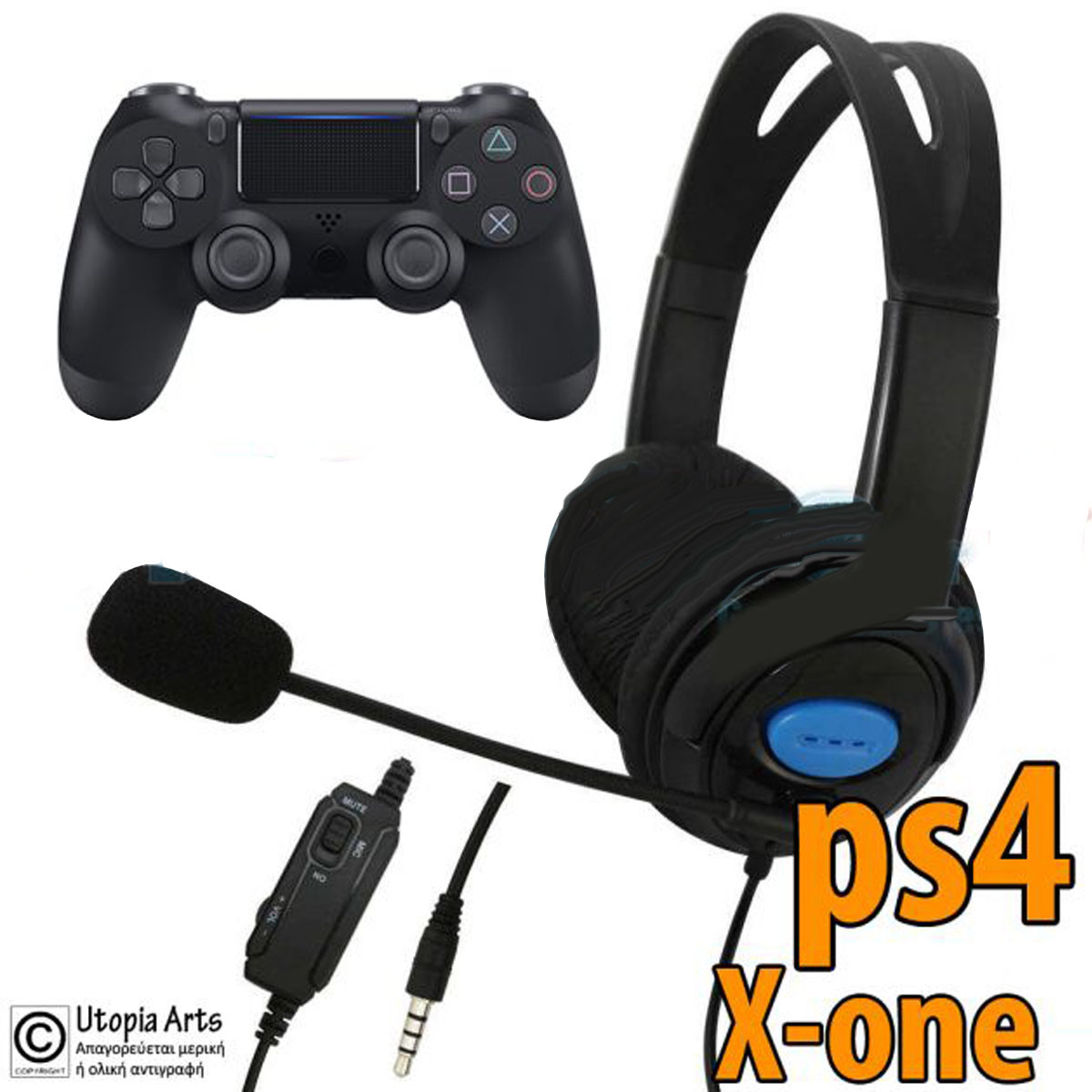 Cuffie Gaming ANDOWL Con Microfono Sovraurali - Cablate Per PS4, Xbox One, PC, Nero