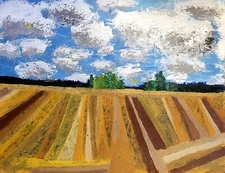Original Fine Art Painting Oil on Paper - "Farmland, Dogtown Evansville"
