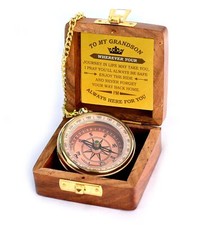 Gift for Grandson Brass Compass Engraved Quote  Memory Present to My Grandso...