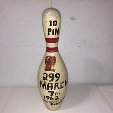 Rare Vintage Rock Maple Tenpin Peerless Products Chicago Wooden Bowling Pin 15"