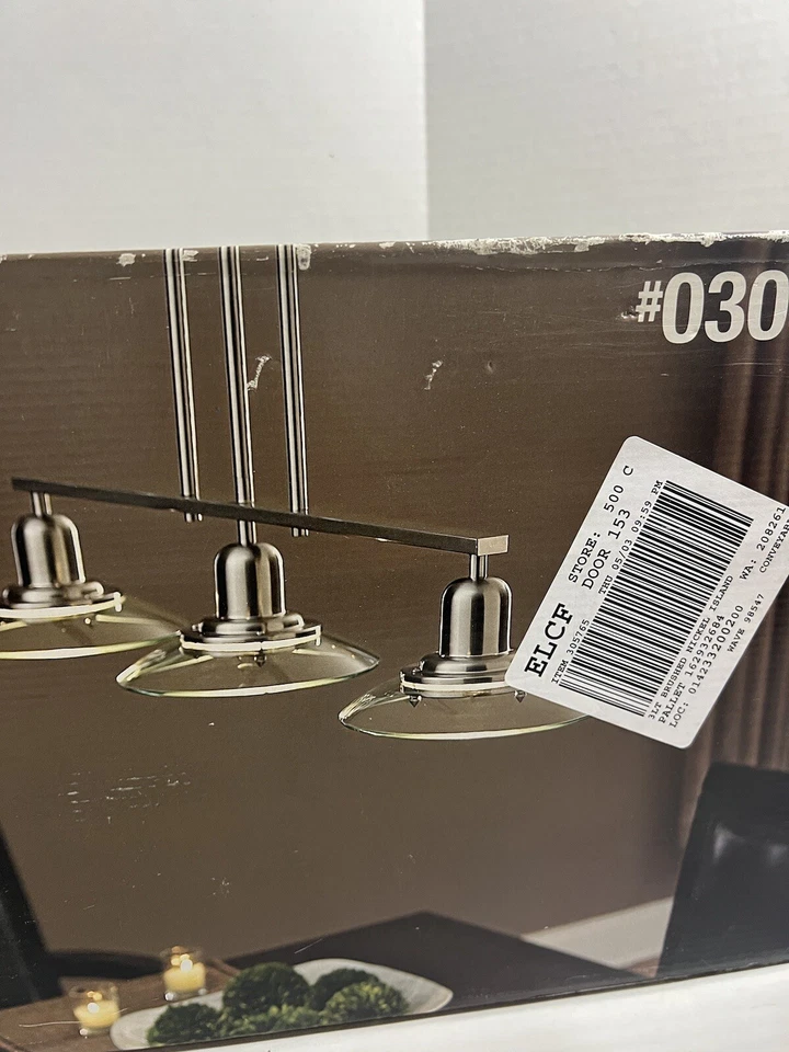 Allen & Roth 3 Luces Cocina Bar Isla Colgante Vidrio Transparente Níquel #0305765 Nuevo Foto 3 de 4