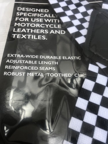 Bike It Motorcycle Rider Elasticated Braces Extra Wide Chequered Black & White - Picture 3 of 5