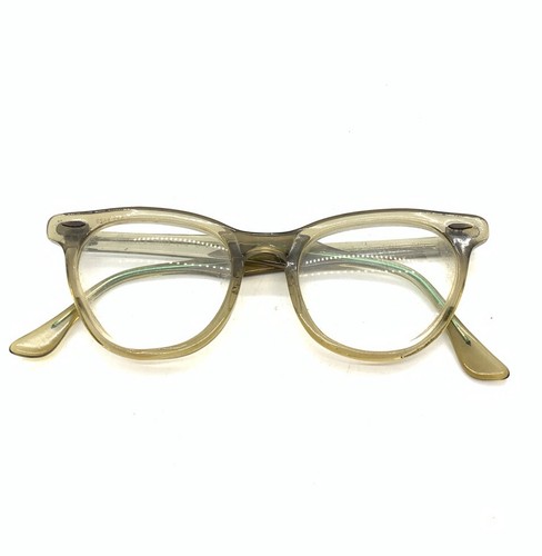 BAUSCH & LOMB VINTAGE 46-20 TRANSPARENT GRAY HORN RIM EYEGLASS MID CENTURY W8 - Picture 8 of 9