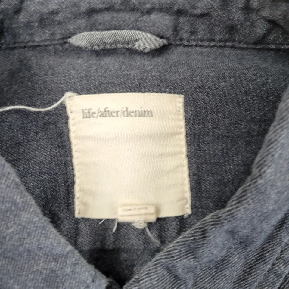 Camisa de mezclilla Life After para hombre grande gris bolsillo con botones manga larga Foto 3 de 4