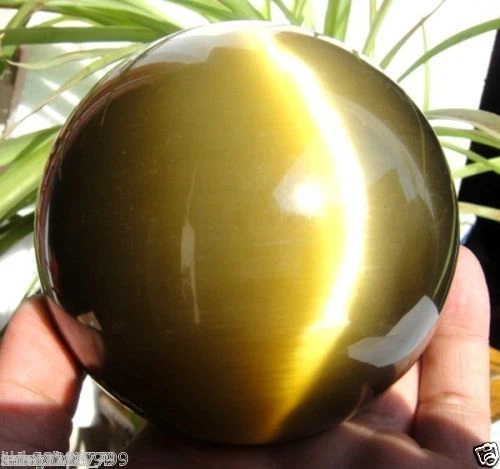 80MM + STAND Beautiful ASIAN QUARTZ TIGER EYE CRYSTAL HEALING BALL SPHERE++++