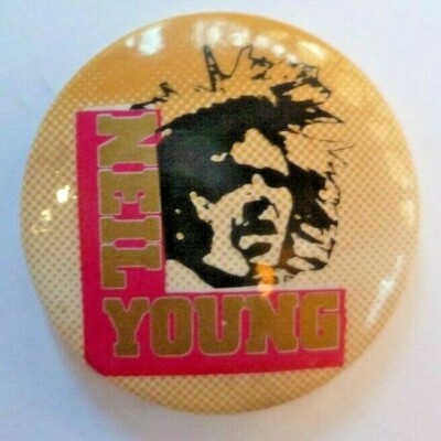 Neil Young 1970s/80s Original Pin Badge Rock and Roll Country Folk Heart of Gold