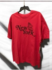 Men's Large New York Peanuts Woodstock RED with Embroidered Black T Shirt New Men's Large New York Peanuts Woodstock RED with Embroidered Black T Shirt New