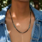 Boho Rice Beads Beaded Beach Surfer Necklace for Women Men Long Chain Choker