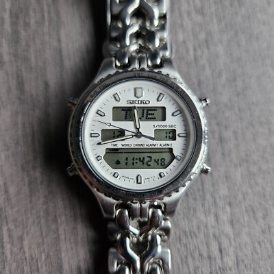 Vintage Seiko Ana Digi World Time Uhr H021 Top Zustand 