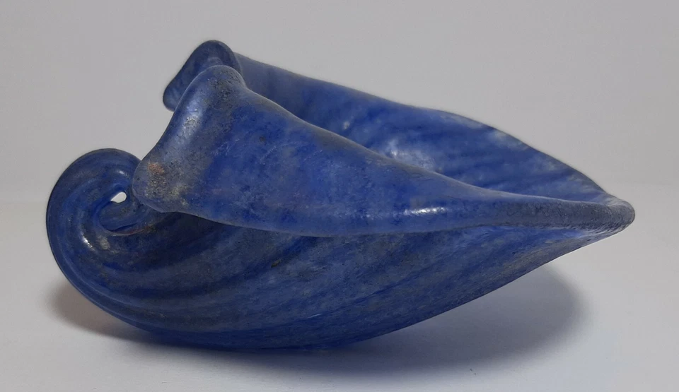 Cornocopia Conchiglia Vetro VARISCO Treviso Blu cm 12x11 Design Italy Firmato - Immagine 3 di 4