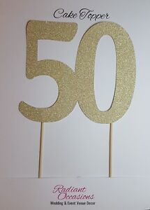 Topper Glitter 50th Birthday Qty 12 50 Cupcake Toppers Cake Number 50
