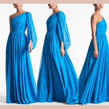 NWT 995 Sachin Babi 12 Makayla One Shoulder Blouson Sleeve Gown J1477