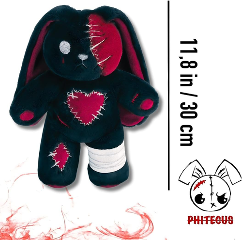 PHITECUS Scary Goth Bunny Plush-Creepy Emo Rabbit Stuffed Animal-Horror Plushie - Picture 2 of 12