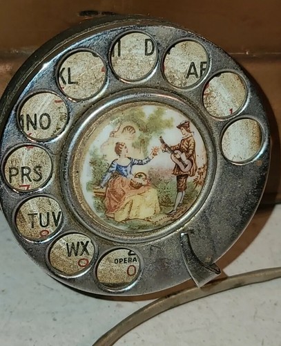 Antikes Messing Wiege Kurbel Schreibtisch französisches Wählscheibentelefon, 20er Jahre Vintage - Bild 4 von 7
