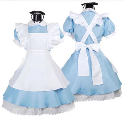 Japan Alice in Wonderland Costume Waitress Uniform Maid Dress Halloween Cosplay