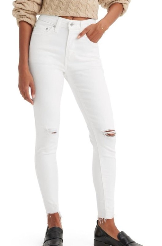 Levis 721 High Rise Skinny Jeans Womens Size 27x28  White Stretch NWT