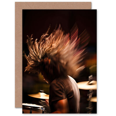 Drummer Action Hard Rock Schlagzeug Musik Gig Ehemann Ihn Papa leere Grußkarte