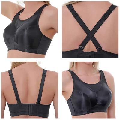 Damen schwarz High Impact feste Unterstützung Multiway Crossover Sport BH UK Größen Neu - Bild 1 von 4