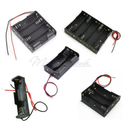 Plastic Battery Storage Case Box Holder For 1xAA 2xAA 3xAA 4xAA 5xAA W/ Wires