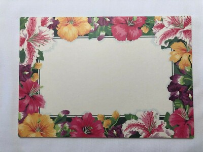 10 Colorful Floral Bordered Note Cards w/Envelopes - 4-1/4'' x 6-1/4''
