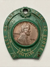 Encased 1949 Lincoln Cent Good Luck - Benny's Auto Stores - RARE