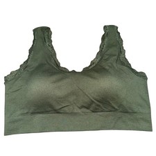 Torrid Seamless Bralette Bra 2X Green Pullover Wireless Lined Lace Trim